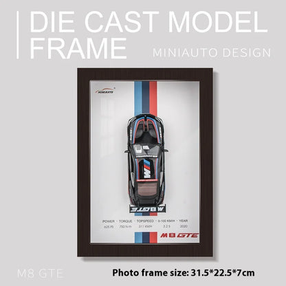 1/32 Photo Frame Version Alloy Metal Sports Car Model Simulation 3D Racing Car Hanging Painting Collection Kids Gifts Decoration