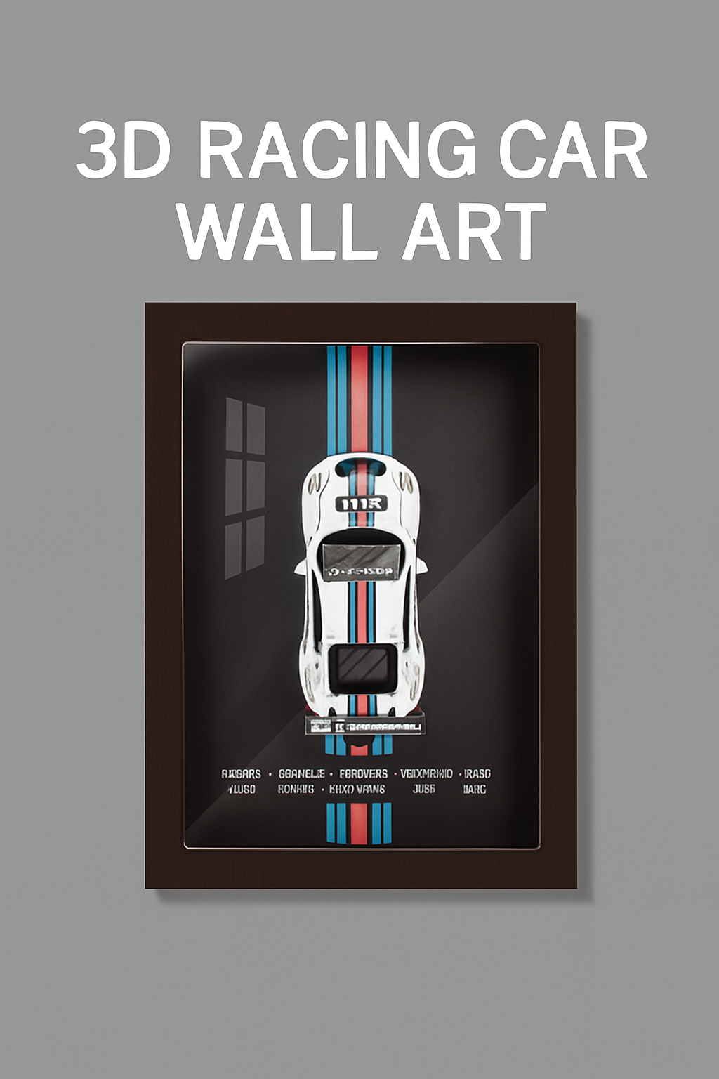 🏎️ 3D Racing Car Wall Art – Alloy Metal Frame