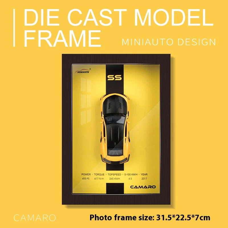 1/32 Photo Frame Version Alloy Metal Sports Car Model Simulation 3D Racing Car Hanging Painting Collection Kids Gifts Decoration