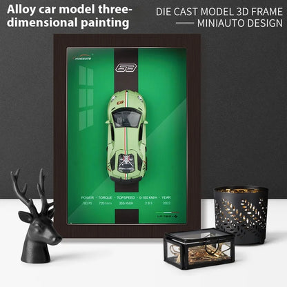 1/32 Photo Frame Version Alloy Metal Sports Car Model Simulation 3D Racing Car Hanging Painting Collection Kids Gifts Decoration