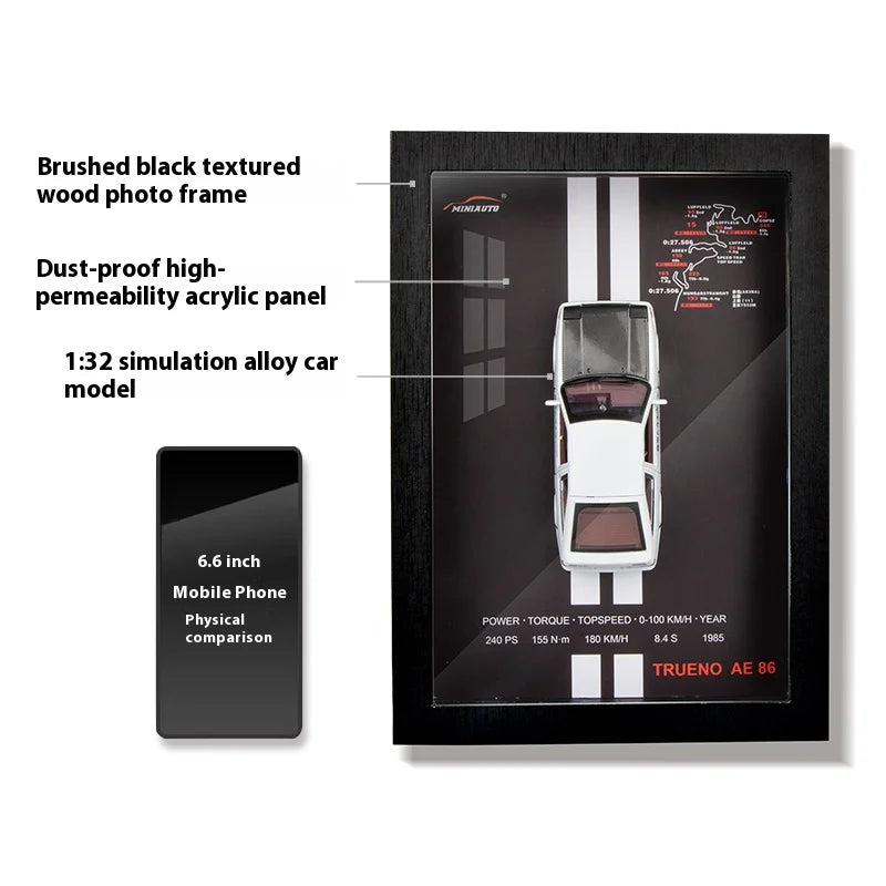 1/32 Photo Frame Version Alloy Metal Sports Car Model Simulation 3D Racing Car Hanging Painting Collection Kids Gifts Decoration