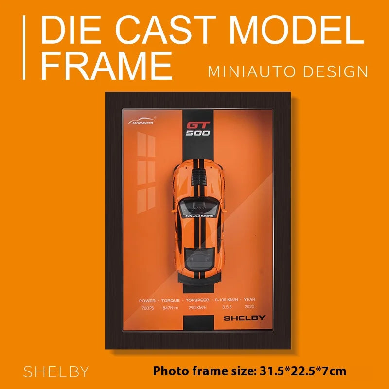 1/32 Photo Frame Version Alloy Metal Sports Car Model Simulation 3D Racing Car Hanging Painting Collection Kids Gifts Decoration