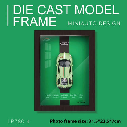 1/32 Photo Frame Version Alloy Metal Sports Car Model Simulation 3D Racing Car Hanging Painting Collection Kids Gifts Decoration