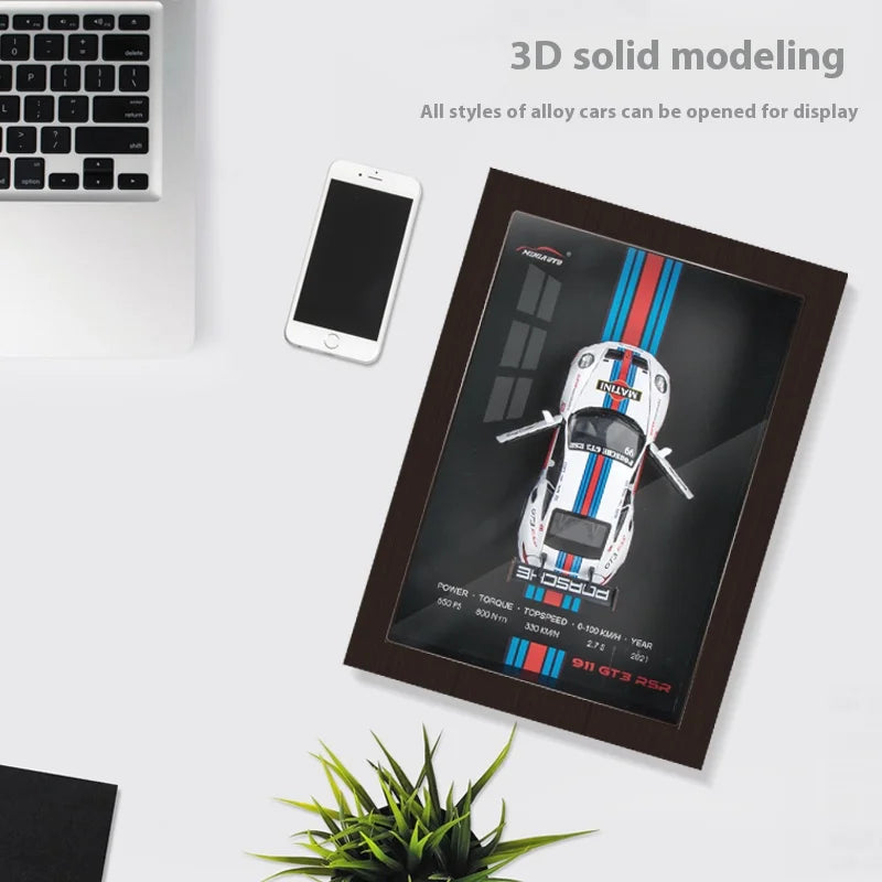 1/32 Photo Frame Version Alloy Metal Sports Car Model Simulation 3D Racing Car Hanging Painting Collection Kids Gifts Decoration
