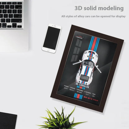 1/32 Photo Frame Version Alloy Metal Sports Car Model Simulation 3D Racing Car Hanging Painting Collection Kids Gifts Decoration