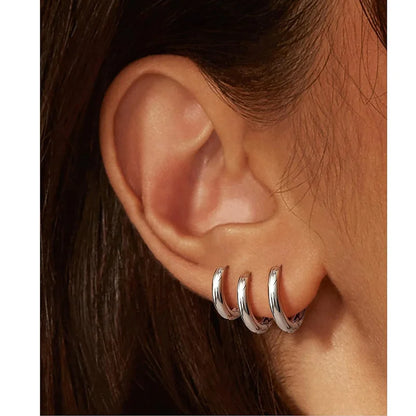 5 Pairs 14K Gold Plated Huggie Hoop Earrings for Women Lightweight Minimalist Small Hoops Multiple Piercing Stack Set Earrings