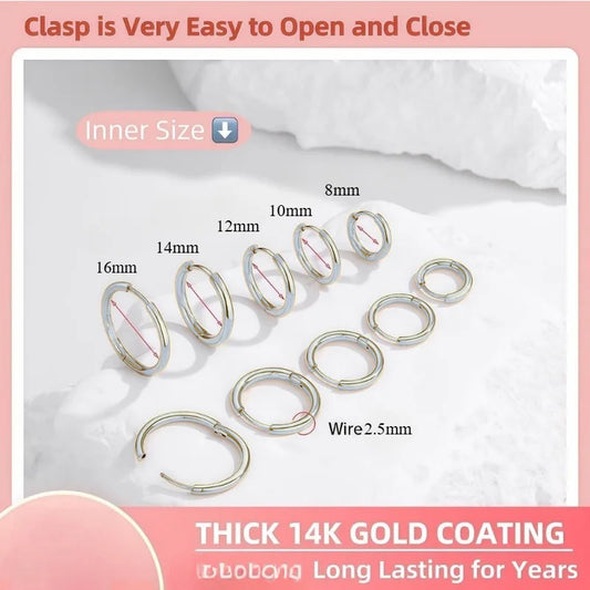 5 Pairs 14K Gold Plated Huggie Hoop Earrings for Women Lightweight Minimalist Small Hoops Multiple Piercing Stack Set Earrings