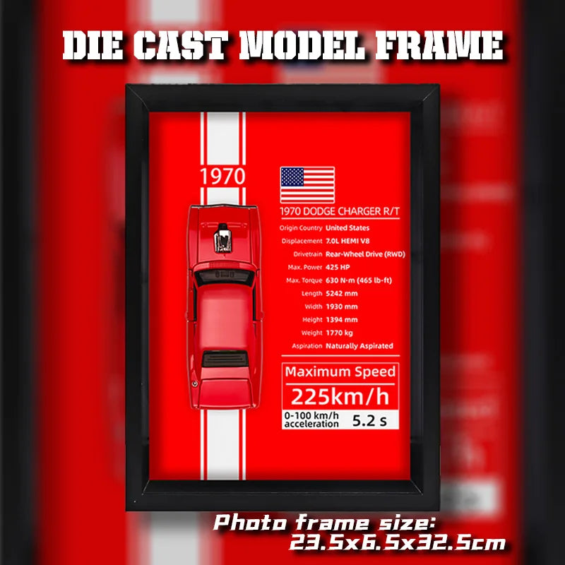 1/32 Photo Frame Version Alloy Metal Sports Car Model Simulation 3D Racing Car Hanging Painting Collection Kids Gifts Decoration