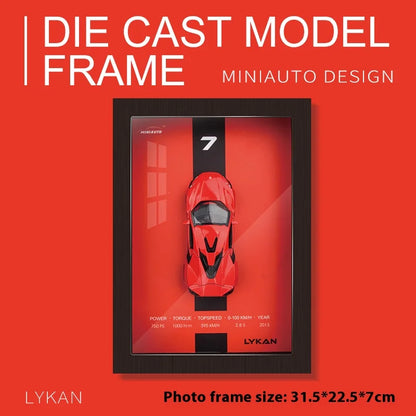 1/32 Photo Frame Version Alloy Metal Sports Car Model Simulation 3D Racing Car Hanging Painting Collection Kids Gifts Decoration